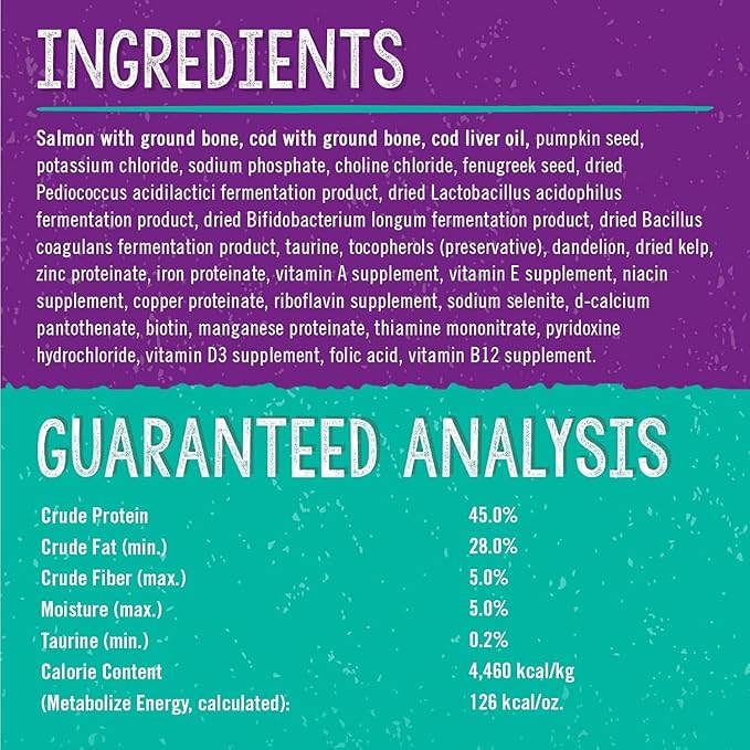 Stella & Chewy's Freeze-Dried Raw Cat Dinner Morsels – Grain Free, Protein Rich Cat & Kitten Food – Sealicious Salmon & Cod Recipe – 18 oz Bag