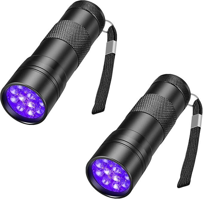 Simple Deluxe UV Flashlight Black Light 395nm Hand-held Detecting Torch for Pet Urine, Stains, Verifying Money Documents, Batteries Not Included, Black