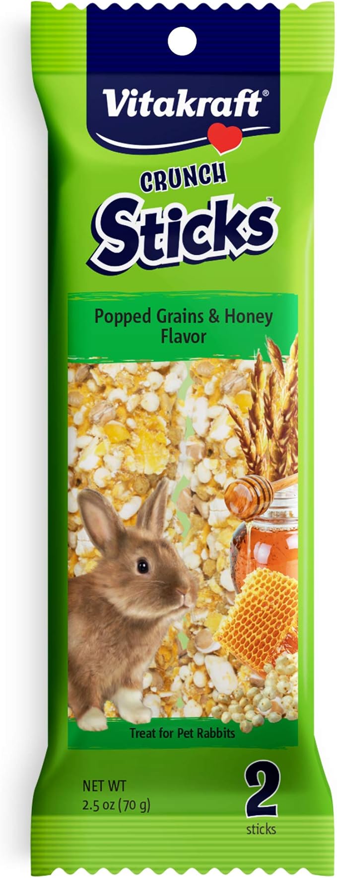 Vitakraft Rabbit Popped Grains & Honey Treat Sticks 2 Pack, 3.0 Ounce