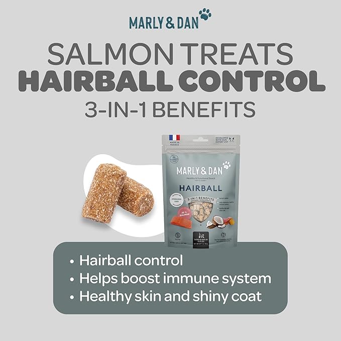 Marly & Dan Salmon Treats for Cats with Brewers Yeast & Coconut, Hairball Recipe