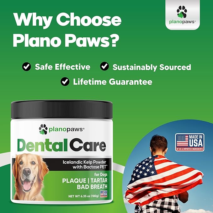 Dog Teeth Cleaning Powder - Dog Plaque and Tartar Remover - Dental Powder for Dogs Teeth with Bactase PET - Dog Breath Freshener to Help Overall Dog Dental Care - Ideal for Mouth, Teeth and Gum Health