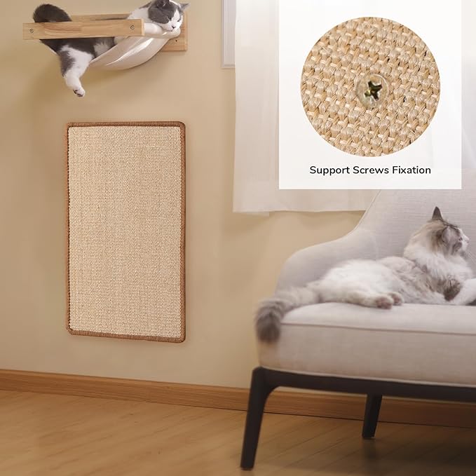 FUKUMARU Cat Scratcher Mat, 23.6 X 15.7 Inch Natural Sisal Cat Scratch Mats, Horizontal Cat Floor Scratching Pad Rug, Protect Couch and Carpets
