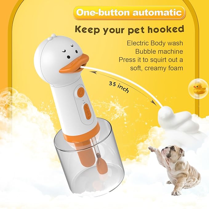 Electric Dog Cleaning Foam Machine Sprayer - deep Cleaning pet Fur Size 9 in x 3.2 in x 3.2in 350ml Capacity 1200mAh Ultra Long Standby - IPX7 Waterproof (White)