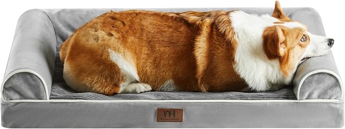 Orthopedic Dog Sofa Bed for Medium Dogs, Pet Couch with Removable Washable Cover and Waterproof Liner, Egg Foam Bolster with Nonskid Bottom