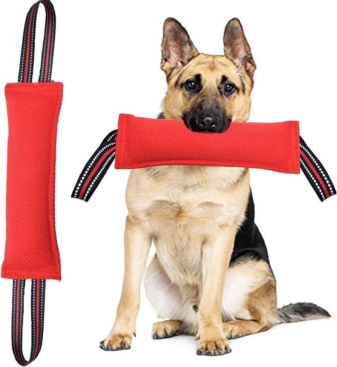 Tug Toy for Dogs with 2 Strong Red Band Handles,Lasting Training Equipment Puppy to Large Dogs Interactive Toy,Best for Tug of War Pull Indestructible Dog Rope Toys.