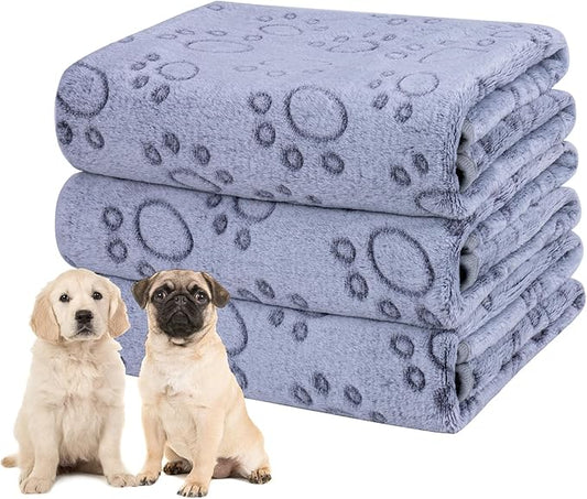 Dono 1 Pack 3 Dog Blankets, Soft Fluffy Fleece Pet Blanket Warm Sleep Mat Paw Print Design Puppy Kitten Throw Blanket Doggy Mat, Blanket for Dogs