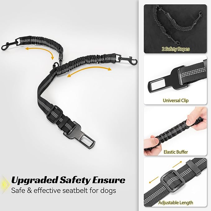 Petsfit Dog Car Booster Seat, Medium Dog Car Seat with 2 Clip-On Safety Leashes, Patented Buckles, Dog Booster Seat for Pets Under 45Lbs (Medium, Black)