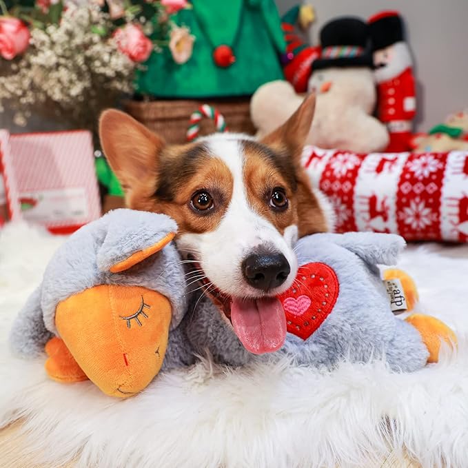 ALL FOR PAWS Dog Stuffed Animals with Heartbeat,Small Dog Toys for Dog Anxiety Relief,Puppy Behavioral Training Aid Toy Dog Stuff (Grey Sheep(Double Heartbeat))