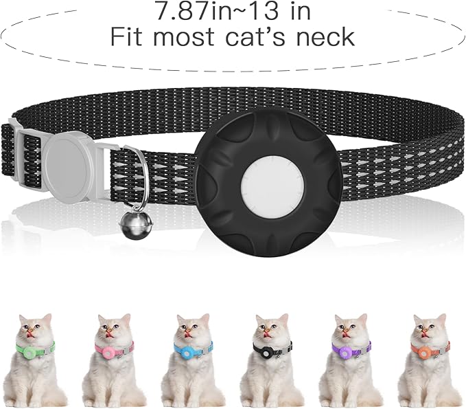 Cat Tracker,Pet Tracker for Cats (Only iOS),Waterproof Tracker Cat Collars with Safety Elastic Buckle,Works with Any Collar,No Monthly Fee,Compatible with Apple Find My App