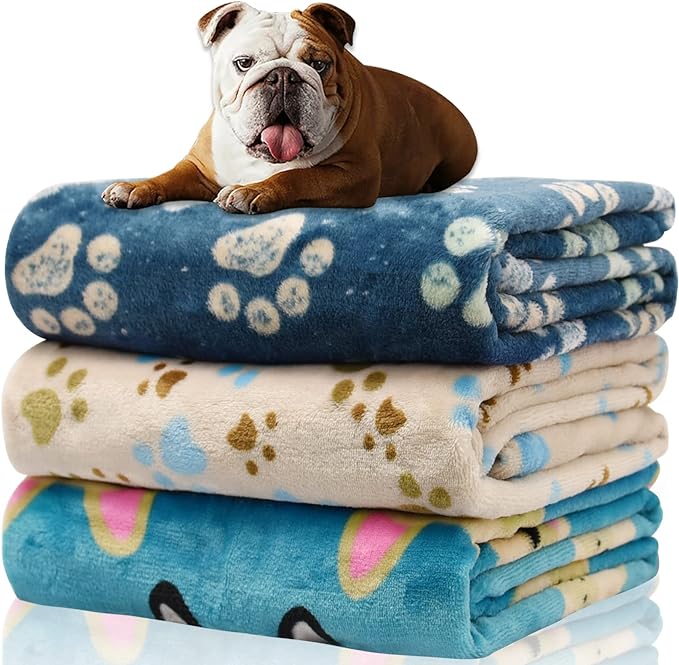 1 Pack 3 Blankets for Dogs Blankets for Medium Dogs Medium Dog Blanket Super Soft Fluffy Premium Fleece Pet Blanket Flannel Throw for Dog Puppy Cat Paw Blanket(30x20 inch)