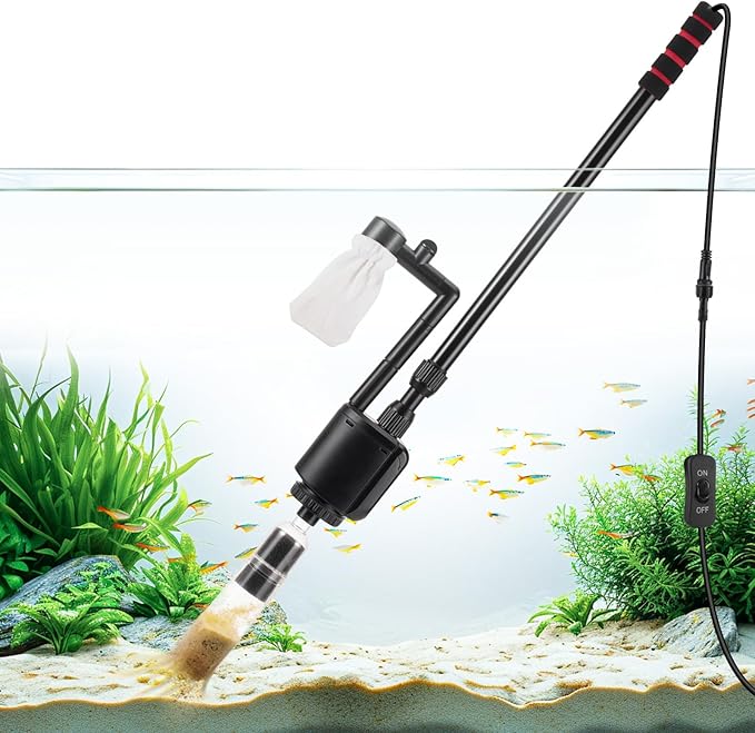 AQQA Aquarium Gravel Cleaner Kit,6 in 1 Electric Fish Tank Vacuum Cleaning Tools Water Changer,Multifunction Wash Sand Filter Water Circulation 110V 60Hz/ 20W 320GPH