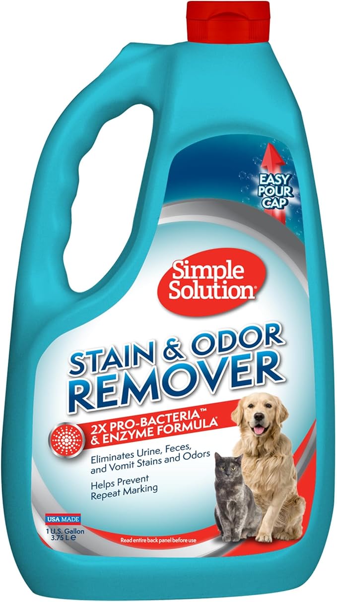 Simple Solution Pet Stain and Odor Remover | Enzymatic Cleaner with 2X Pro-Bacteria Cleaning Power | 1 Gallon