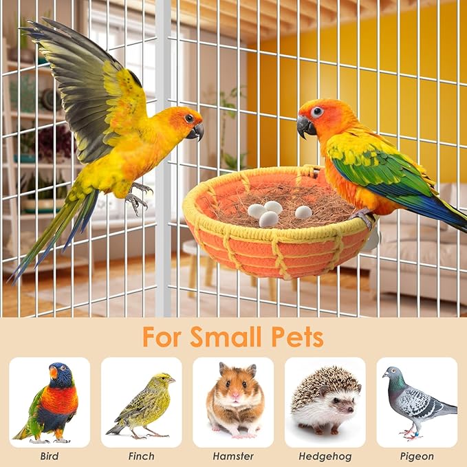 KATUMO Bird Nest, Parrot Breeding Nest Bed with Natural Coconut Fiber Bedding for Budgie, Parakeet, Cockatiel, Conure, Lovebird, Canary, Finch, Small Birds