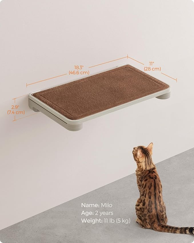 Feandrea Clickat Collection - No.007 Cat Shelf, Wall-Mounted Cat Perch for Indoor Cats, Cat Wall Shelves, Extremely Quick Assembly, Unlimited Expandability, Replaceable Module and Felt Pad