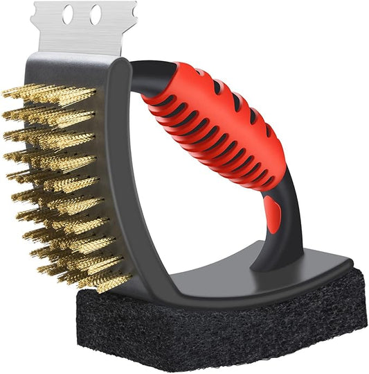 Bonaweite Bird Cage Cleaner, Stainless Steel Triangle Brush Set, Multi-Function Copper Bristle, Lightweight & Durable, Includes Cleaning Brush, Red