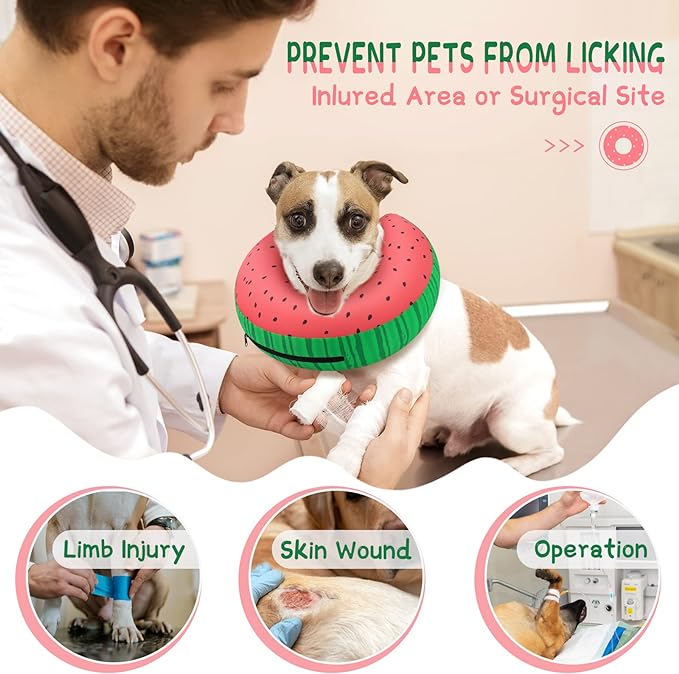 Supet Inflatable Dog Cone Collar Alternative After Surgery, Dog Neck Donut Collar Recovery E Collar, Soft Dog Cone for Small Medium Large Dogs