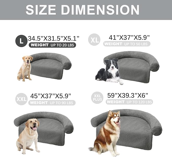 Dogs/Cats Bed Mats, Couch Cover for Dogs, Sofa Style Luxurious Mat for Pets, Waterproof Lining and Nonskid Bottom Perfect on Dog Crate, Cat Cage or in The Car. (Dark Gray Granular, L)