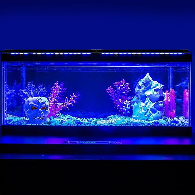 KZKR Aquarium LED Fish Tank Light 16-84 inch Remote Control Hood Lamp for Freshwater Saltwater Marine Full Spectrum Blue and White Decorations Light (Blue and White 48-60 inch)