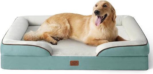 Bedsure Orthopedic Dog Bed for Extra Large Dogs - XL Plus Waterproof Dog Sofa Beds, Supportive Foam Pet Couch Bed with Removable Washable Cover, Waterproof Lining and Nonskid Bottom, Washed Blue