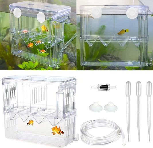 Senzeal Aquarium Fish Breeder Box Plastic Fish Isolation Breeding Box Hatching Incubator for Baby Fish Shrimp Clownfish Guppy