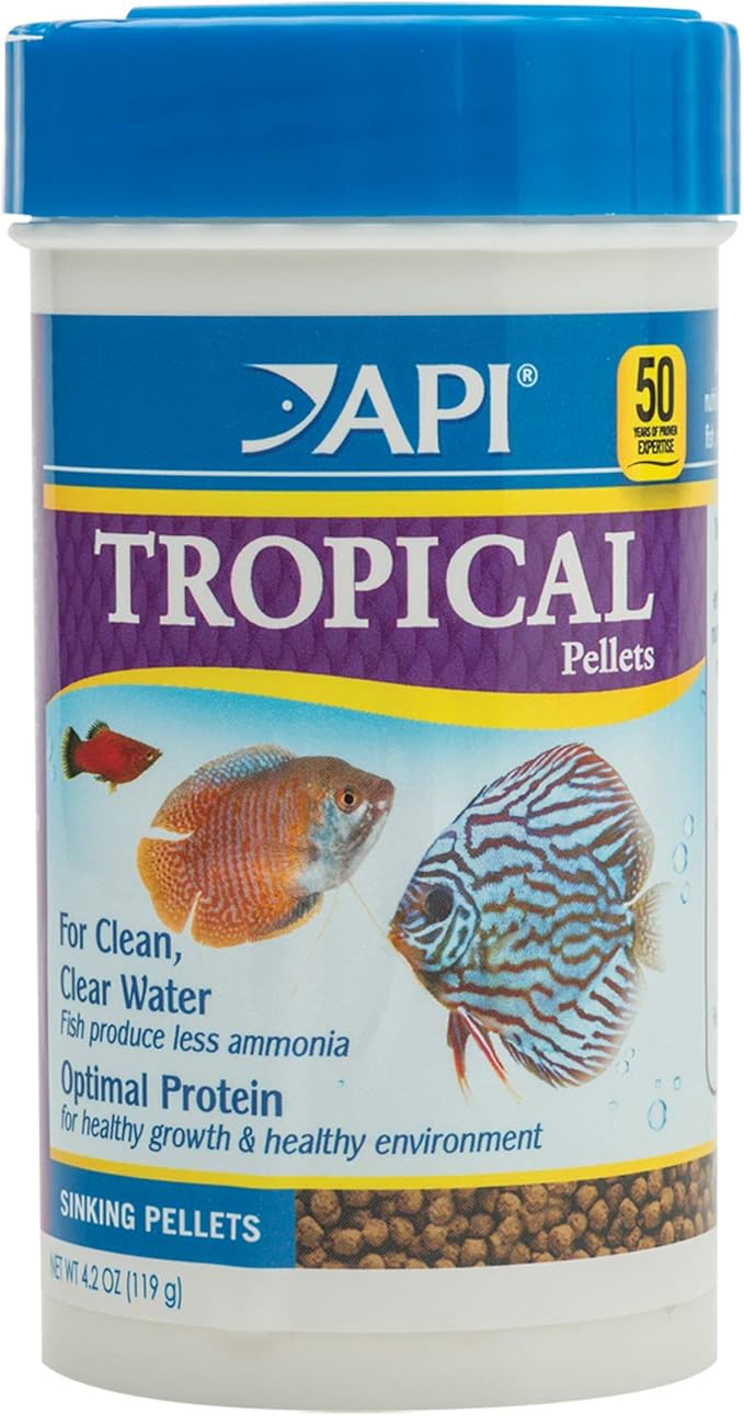 API TROPICAL PELLETS Sinking Pellets Fish Food 4.2-Ounce Container, Medium (823B)