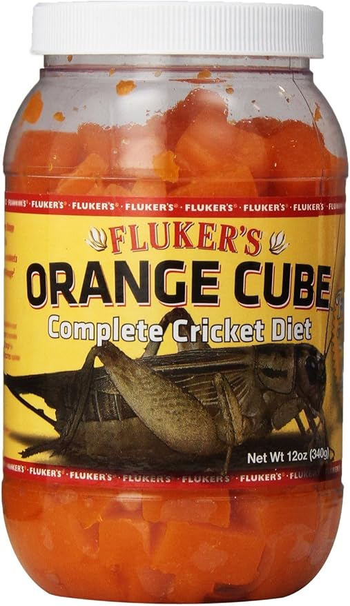 Fluker's Orange Cube Complete Cricket Diet, Gut Load Food for Feeder Insects and Live Crickets, Provides Vitamins, Minerals, and Hydration, 12 oz