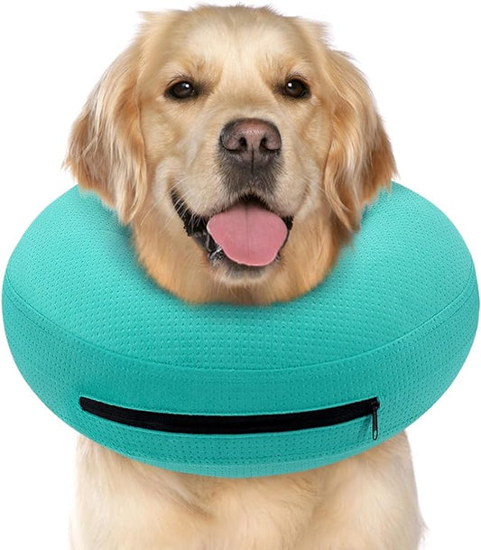 Supet Inflatable Dog Cone Collar Alternative After Surgery, Dog Donut Collar Recovery ECollar to Stop Licking, Soft Dog Cone for Small Medium Large Dogs