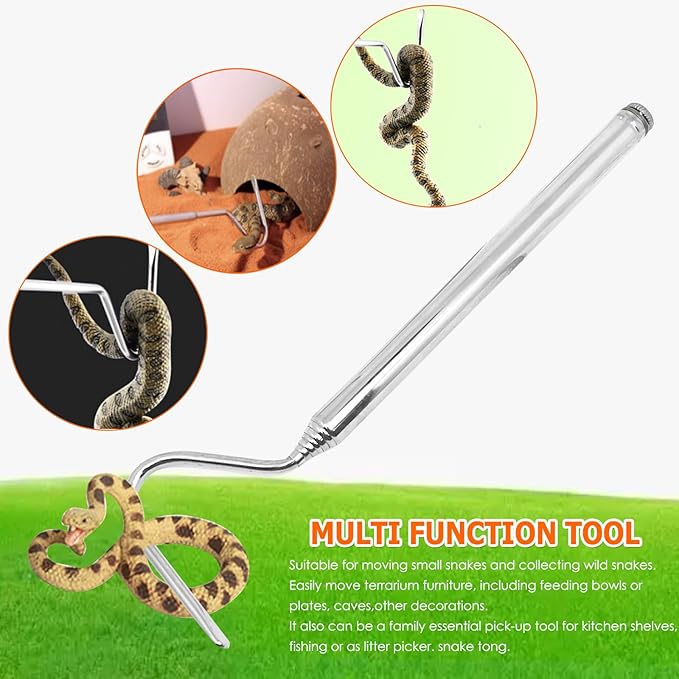 1Pcs Stainless Steel Extensible Telescoping Snake Catcher Collapsible Reptile Hook Telescoping Capture Hook Tool(Approx 66.7cm/26.25")