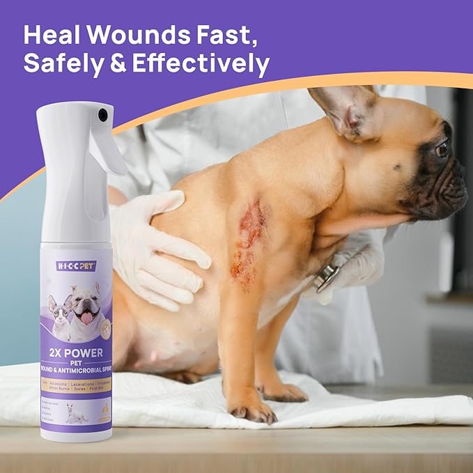 HICC PET Hot Spot Itch Relief Spray for Dogs, Cats - Pet Treatment Spray for Itchy, Irritated Skin, Allergy, Rashes - Lick Safe and Painless Wound Care Spray for All Animals