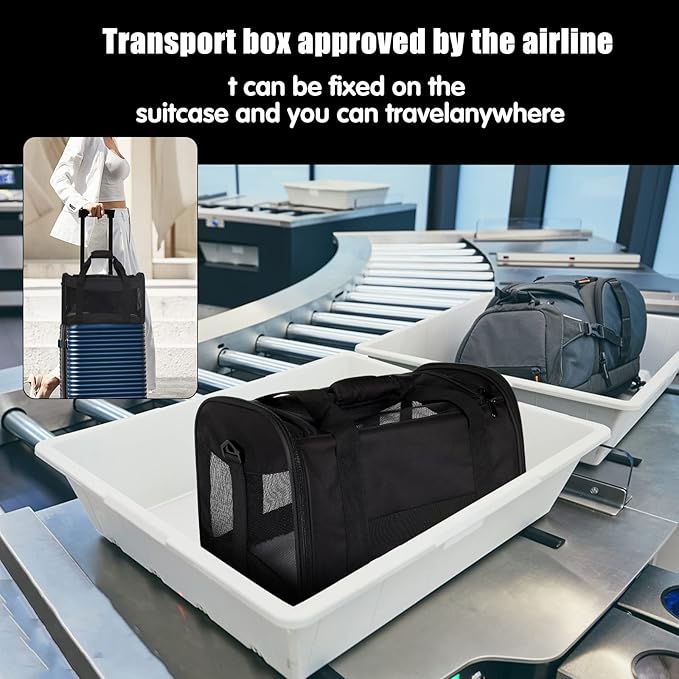 Cat Carrying Case - Pet Carrier Airline Approved, Protable and Breathable Pet Travel Carrier Removable Fleece Pad, Collapsible Cat Carrier Dog Carrier for Medium Cats Small Cats Dogs (X-Large, black)