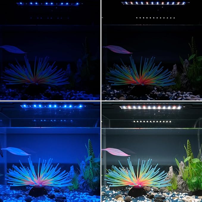 Pawfly 9W Aquarium LED Light for 12 to 18 Inch Fish Tanks Extendable Fish Tank Light with Full Spectrum Brilliant White Blue Red Lights with Daytime & Night Modes and Adjustable Brightness