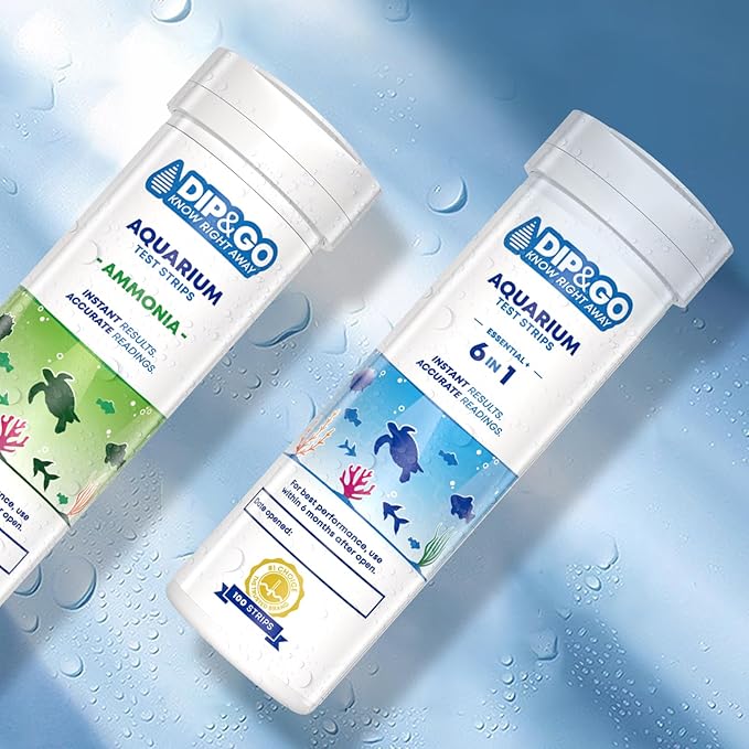 DIP & GO Aquarium Test Strips. Aquarium Water Test Kit and Ammonia Test Kit for Aquarium. Range-Guided and Easy-to-Read, Color Corrected Results. Aquarium Test. (Ammonia & 6-in-1 Combo)