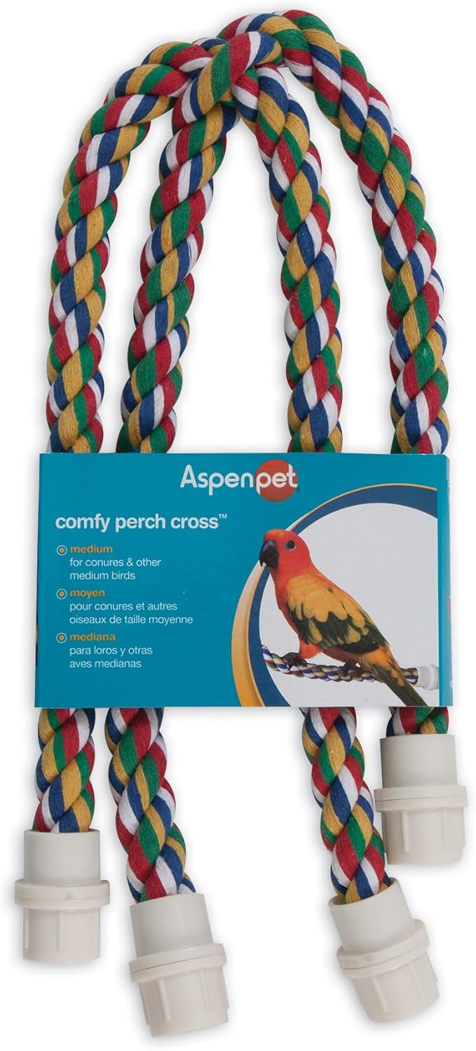 JW Pet Booda Byrdy Bush Interactive Bird Toy, Cable Cross Multi, Medium