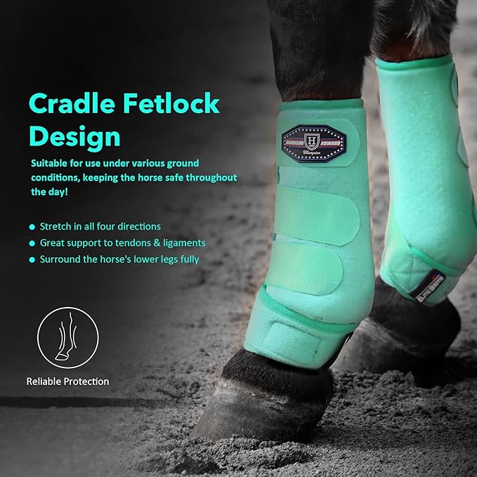 Harrison Howard Horse Sport Medicine Front Shock-Absorbing Boots All-Round Lower Limb Protection & Support Sport Boots Athletic Boots Perfect for Endurance Training and Performance Mint L