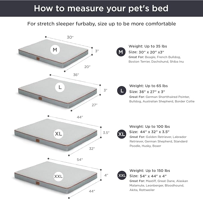 Bedsure Extra Large Dog Bed for Large Dogs - XL Orthopedic Dog Beds with Removable Washable Cover, Egg Crate Foam Pet Bed Mat, Suitable for Dogs Up to 100lbs, Light Grey