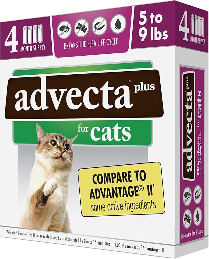 Plus Flea Prevention For Cats, Cat and Kitten Treatment & Control, Small and Large, Fast Acting Waterproof Topical Drops, 4 Month Supply