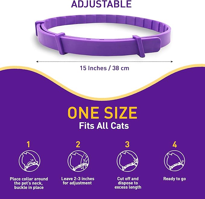 4 Pack Calming Collar for Cats – Pheromone Cat Calming Collar Cat Anxiety Relief and Stress – Adjustable Water Resistant Breakaway Calming Collars Natural Ingredients Pheromones Rapid Effect