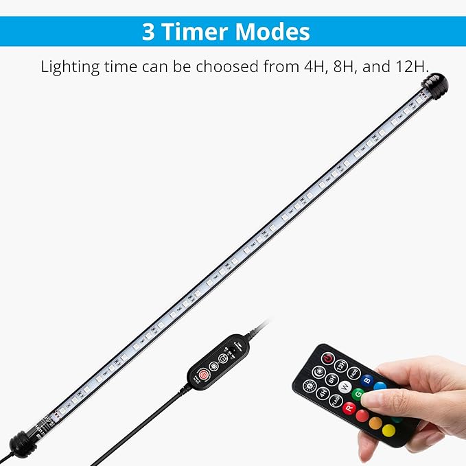 NICREW Submersible RGB Aquarium Light, Underwater Fish Tank Light with Timer, Multicolor LED Light with Remote Controller, 23 Inches