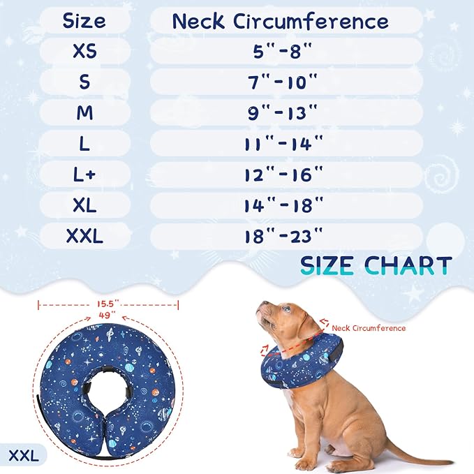 Supet Inflatable Dog Cone Collar Alternative After Surgery, Dog Neck Donut Collar Recovery E Collar for Neuter, Soft Dog Cone for Small Medium Large Dogs