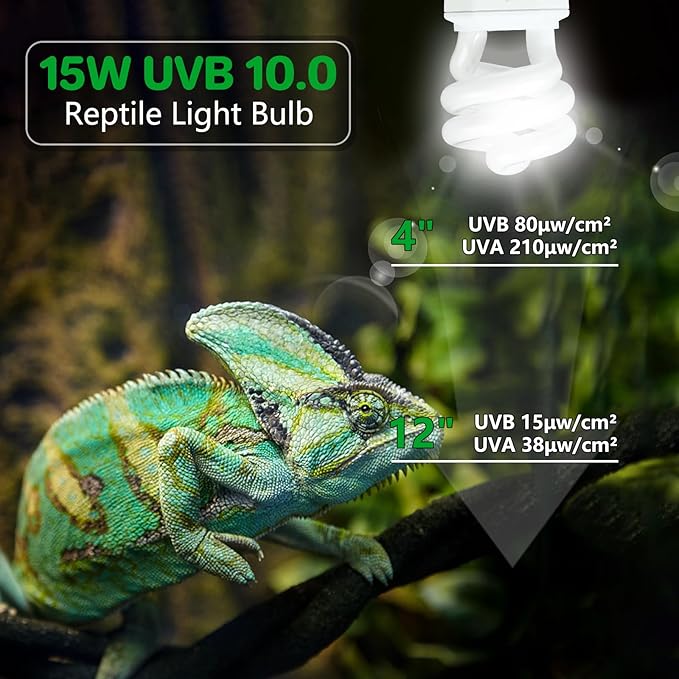 LUCKY HERP UVA UVB Reptile Light 5.0, Tropical UVB 100 Compact Fluorescent Lamp 15W