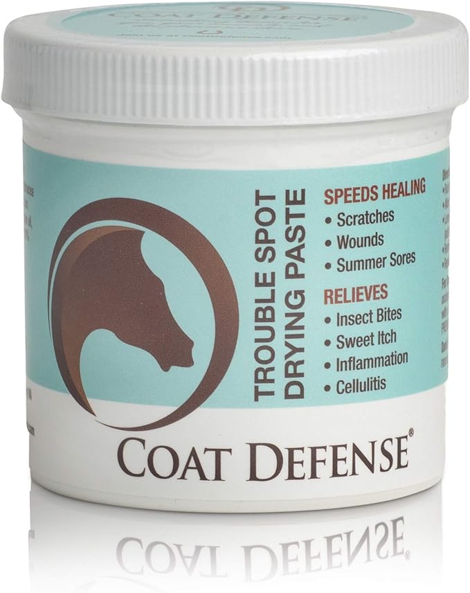 COAT DEFENSE Trouble Spot Drying Paste for Horses - Natural Equine Wound Care That Provides Safe & Effective Relief from Scratches, Sweet Itch, Summer Sores, Proud Flesh, Mud Fever, Girth Rot (10 Oz)