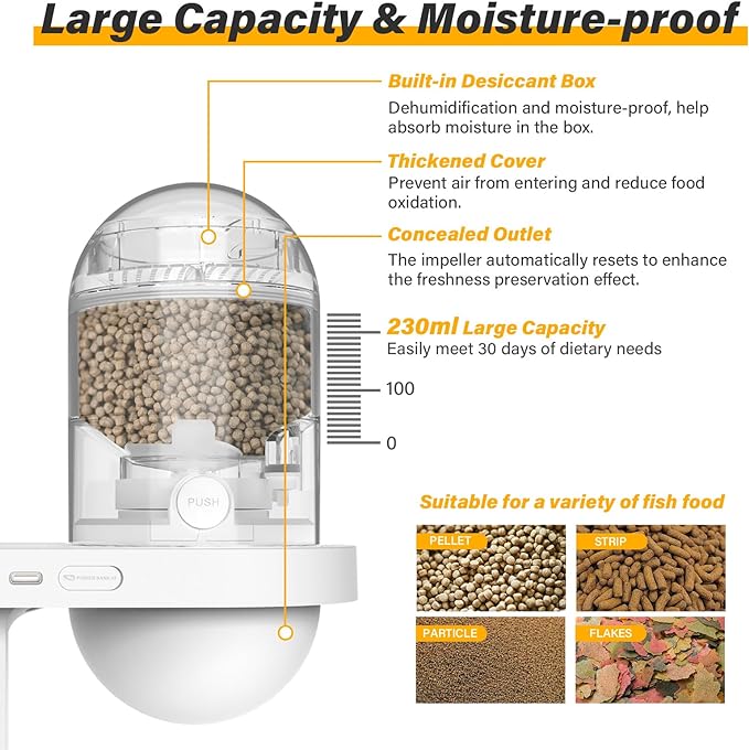 hygger Automatic Fish Feeder for Aquarium, WiFi Intelligent Fish Food Dispenser with APP, Visual Fish Food Vacation Feeder with 2K HD Camera, Timer Auto Fish Feeder for Fish Tanks, Aquariums & Pond