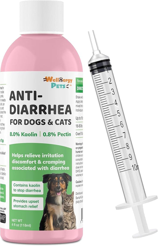 Anti-Diarrhea for Dogs & Cats (4 oz Liquid)(Syringe Included)