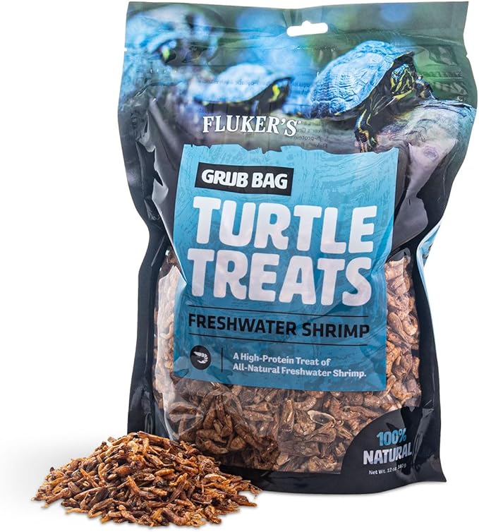 Fluker's Grub Bag Turtle Treats, High Protein Freeze Dried River Shrimp, For Aquatic Turtles, Amphibians, and Reptiles, 12 oz