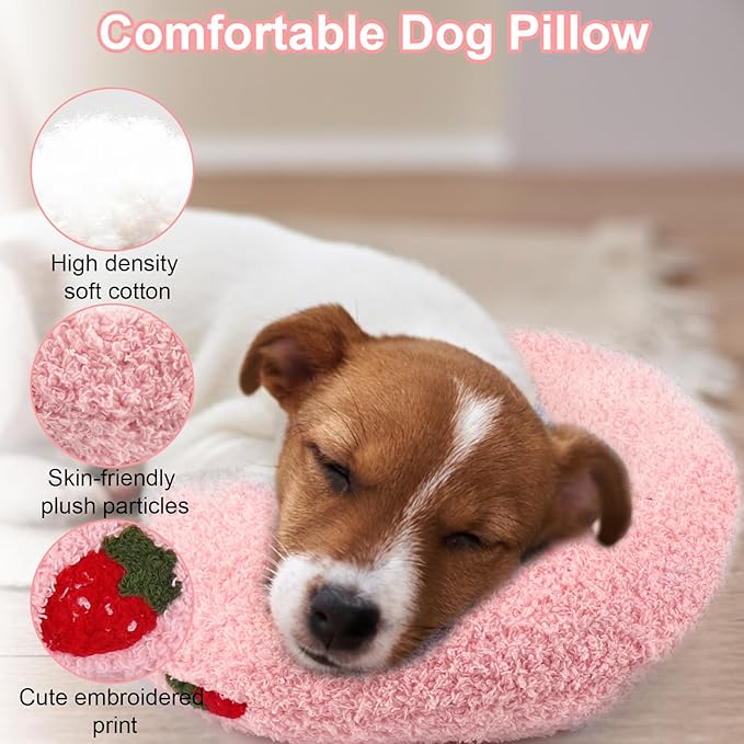 Mity rain Dog Pillow, Dog Calming Pillow Large 14.2" * 9.4", Anxiety Relief Pillow for Dog, Ultra Soft High Density Neck Pillow for Joint Relief Sleeping Improve, Pet Calming Pillow Pink