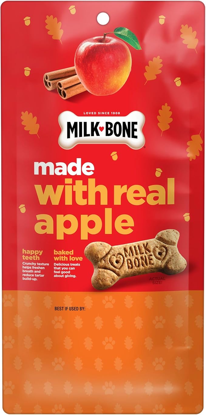 Milk-Bone Limited Edition Apple Cinnamon Flavor Biscuit Dog Treats, 8 Ounce