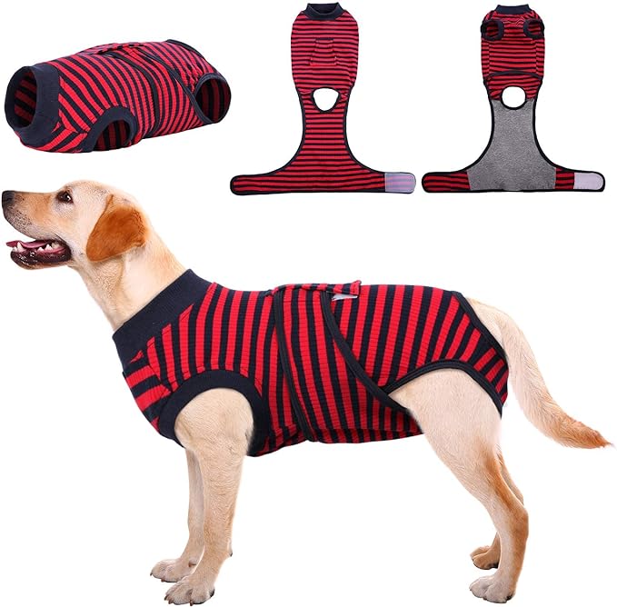 Kuoser Recovery Suit for Dogs Cats After Surgery, Professional Pet Recovery Shirt Dog Abdominal Wounds Bandages, Substitute E-Collar & Cone,Prevent Licking Dog Onesies Pet Surgery Recovery Suit