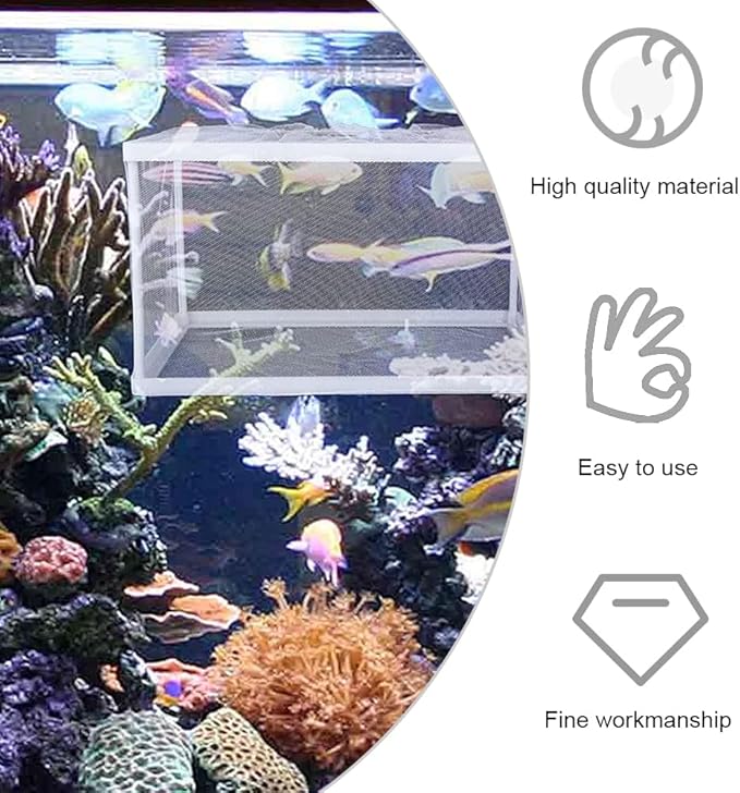 Aquarium Fry Hatchery Net Fine Mesh Fish Hatchery Isolation Net with Suction Cups Hatchery Transparent Isolation Box for Fish Tank
