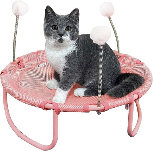 Cat Hammock Bed for Indoor Cats, Elevated Cat Bed for Dog/Cat Bed, Comfortable and Breathable Elevated Cat Bed, Detachable Portable Indoor/Outdoor Pet Bed for Cats and Small Dogs(Pink)