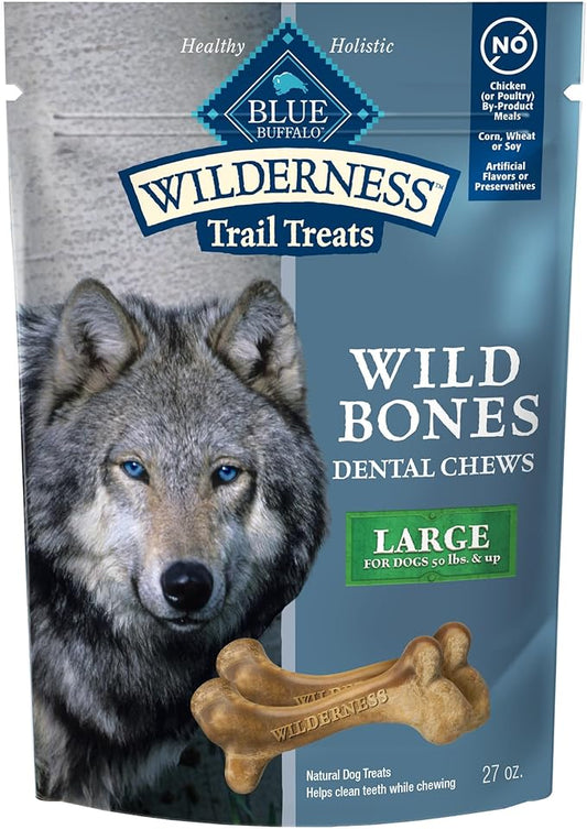 Blue Buffalo Wilderness Wild Bones Grain-Free Dental Chews Dog Treats, Mini, 10-oz Bag